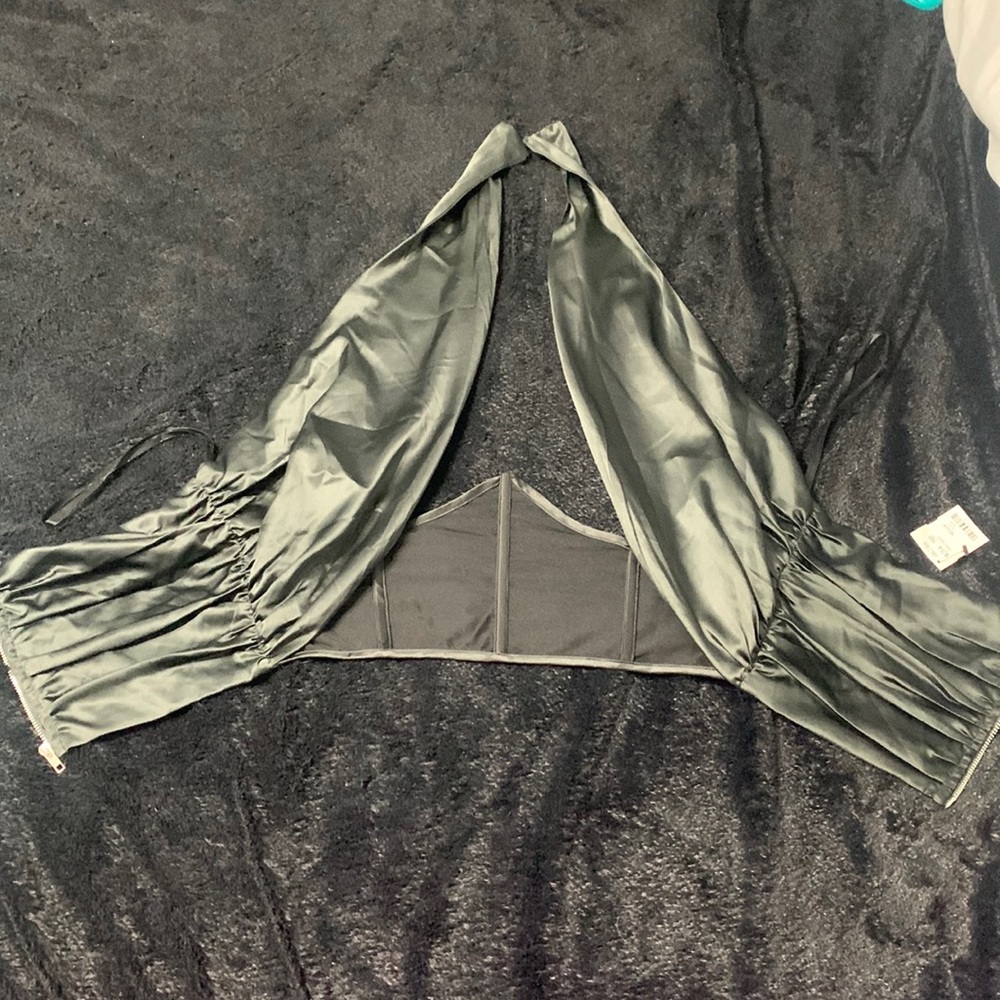 Satin mesh corset cropped top